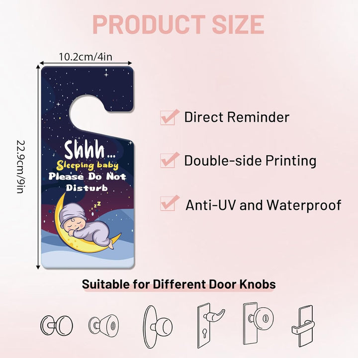 2PCS Baby Sleeping Sign for Front Door Please Do Not Disturb Door Signs Do Not Knock or Ring Baby Sleeping Sign for Mom New Born Gifts