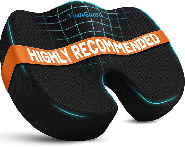Seat Cushion for Office Chair Memory Foam Non-Slip Cushion Back, Relief Chair Pad, Butt Pillow for Office Chair, Car, Computer Desk, Black