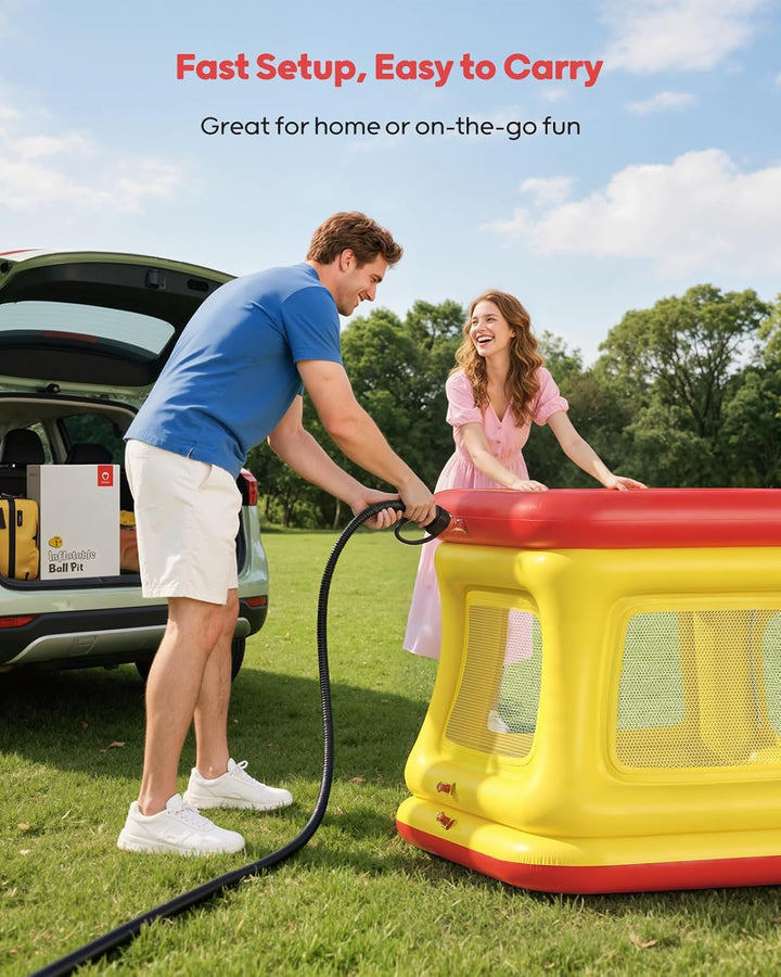 3-In-1 Inflatable Bounce House for Toddlers 1-3, Ball Pit & Trampoline, Inflatable Bouncy House with Safety Net, Indoor & Outdoor Bubble Bouncer Baby Play Yard