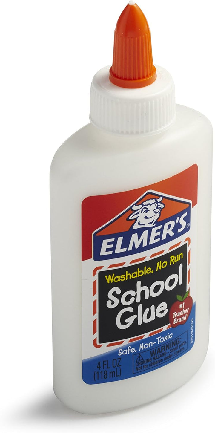 Bundle Washable Liquid School Glue, White, Dries Clear, 4 Fl Oz plus Disappearing Purple  School Glue Stick, 7G, 2Pk