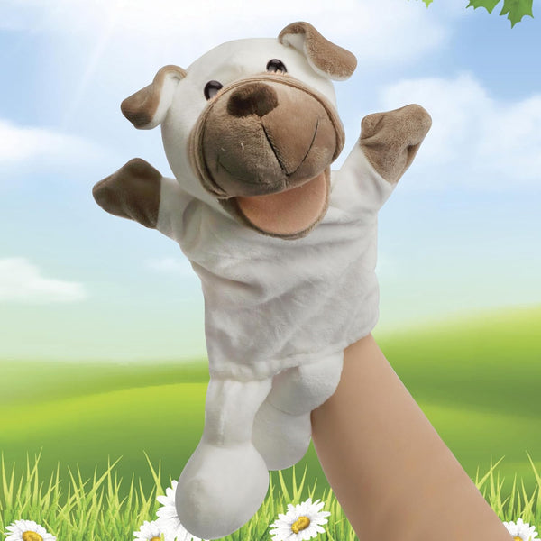 Puppy Hand Puppet Soft Animal Plush Toy with Movable Mouth Interactive Storytelling Cute Dog Toys Creativity and Imagination Christmas Birthday Gifts for Toddlers Kids,12.5''