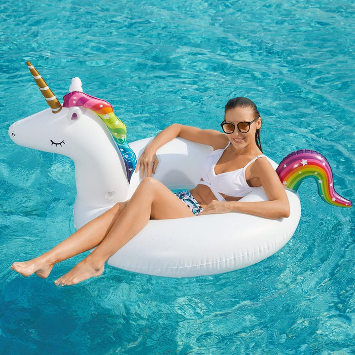 Inflatable Unicorn Flamingo Pool Floats -  2 Pack Pool Floaties Inflatables Rafts for Swimming Pool Tubes for Floating Lake Beach Floaty Swim Rings Pool Party Toys for Adults Kids