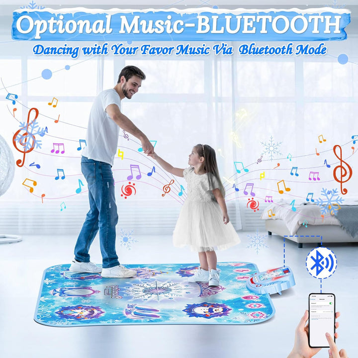 Dance Mat Toys Girl Gift: 8-Button Frozen Dance Pad Wireless Bluetooth Electronic Dance Game for Kids with 4 Game Modes LED Light Built-In Music Birthday Gifts for 3 4 5 6 7 8 9 10+ Years Old Girls