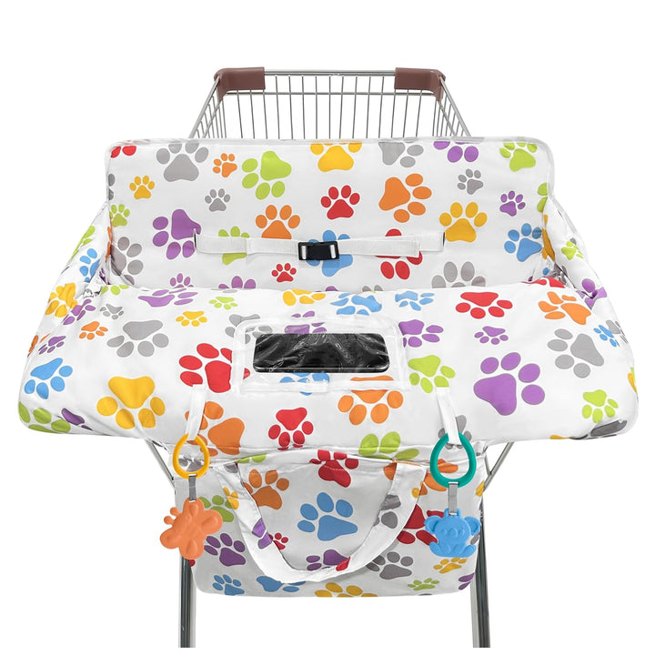 Shopping Cart Cover for Baby,2-In-1 High Chair Cover Soft,Portable, and Machine Washable,Comfortable Cotton Seat Pad with Safety Harness and Portable Cloth Bag,Fits All Supermarkets and Restaurants