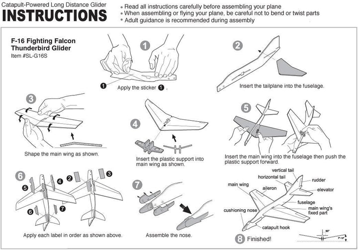 F-16 Thunderbirds Glider Kit - Paper Airplane - Small - Unisex - Ages 6+