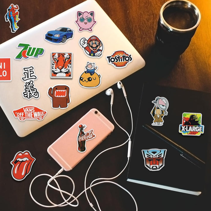 300Pcs Cool Stickers for Adults, Brand Stickers for Water Bottles, Waterproof Vinyl Stickers Pack for Laptop, Skateboard, Luggage