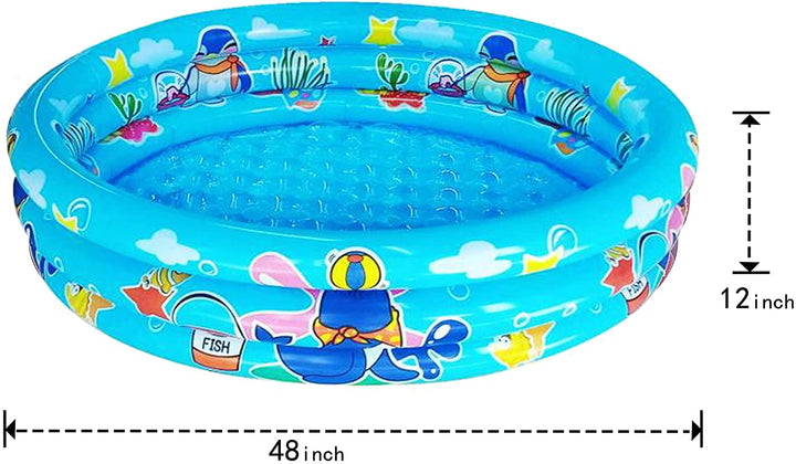 3 Rings Kiddie Pool for Toddler, 48”X12”，Kids Swimming Pool, Inflatable Baby Ball Pit Pool, Small Infant Pool (Blue)