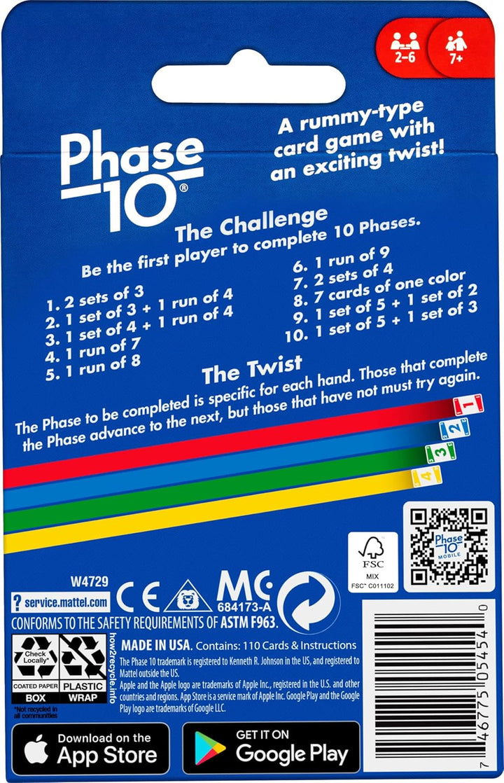 Phase 10 Card Game with 108 Cards, Great Game for Kids, Family or Adult Game Night, Ages 7 Years and Older