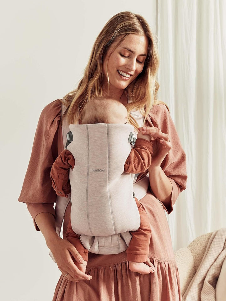 Baby Carrier Mini, 3D Jersey, Light Beige | Newborn Carrier (7-25 Lbs), Ergonomic, Easy-To-Use