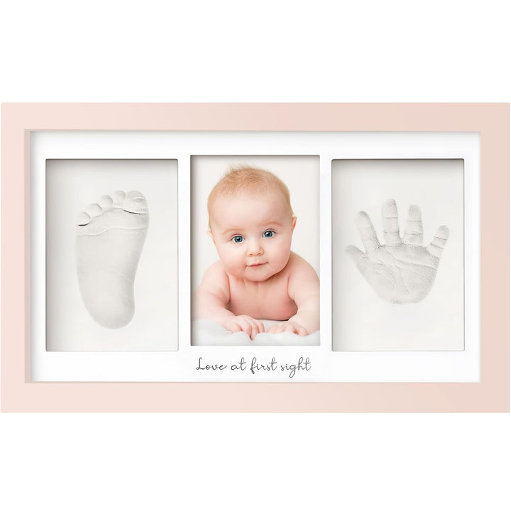 Baby Hand and Footprint Kit - Clay Handprint Keepsake Frame, Newborn Nursery Picture Frame, Personalized New Mom Gifts for Baby Shower & Registry (Alpine White)