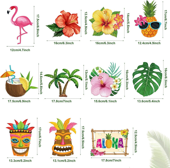 30 Pieces Hawaiian Luau Birthday Party Hanging Swirl Decorations, Flower Tropical Palm Flamingo Sign Foil Ceiling Decor for Floral Tropical Party Summer Beach Pool Tiki Supplies(Summer)