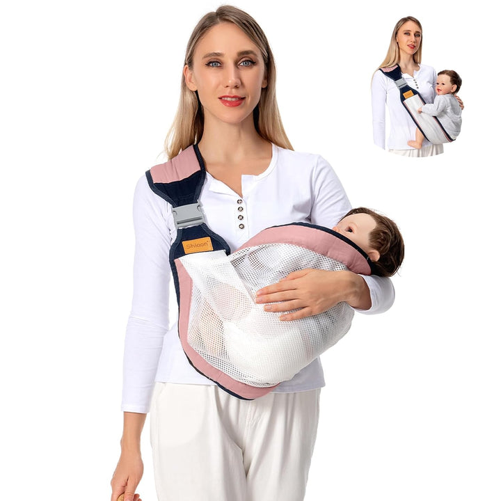 Baby Sling Carrier, Baby Carrier Newborn to Toddler(7-45Lbs), Toddler Carrier with Safety Buckle, One Shoulder Adjustable Shoulder Strap, One Size Fits All, Grey