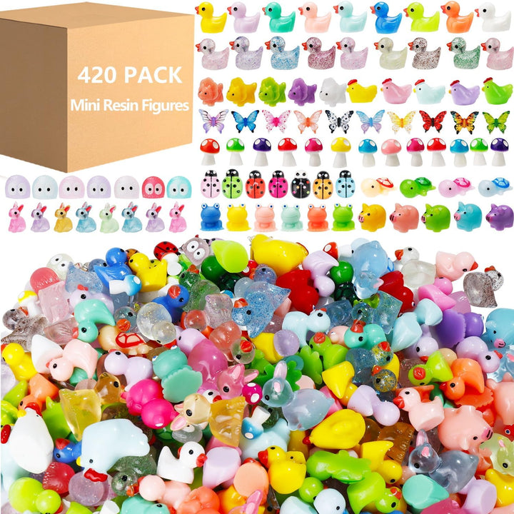 42 Pcs Mini Resin Animals 42 Styles Resin Animals Figurines Bulk for Fairy Garden Miniature Dollhouse Accessories Hide Crafts Decor