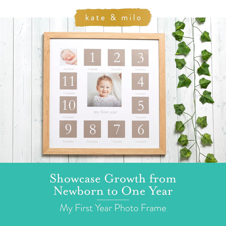 My First Year Picture Frame, Baby'S First Twelve Months Photo Collage and Gender Neutral Keepsake, Ideal for Baby Shower, New Mom Gift and Nursery Decor, Wood
