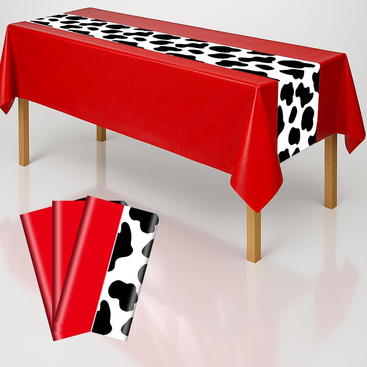 3-Pack Spider Theme Tablecloths - 54X108 Inch Disposable Plastic Table Covers for Birthday & Halloween Parties, Red & Blue Web Design Decorations for Little Ones, Adults, Indoor/Outdoor Event