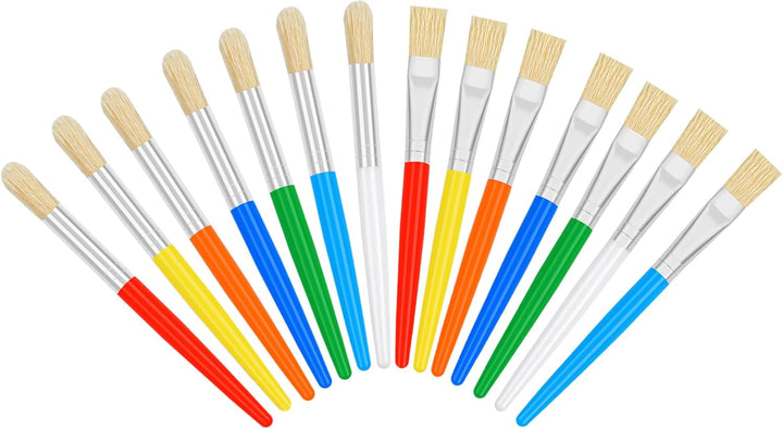 20 Pcs Paint Brushes for Kids, round and Flat Kids Paint Brushes, Easy Hold and Clean Toddler Paint Brushes, Bristle Craft Paint Brushes for Acrylic Oil Watercolor Washable Paint
