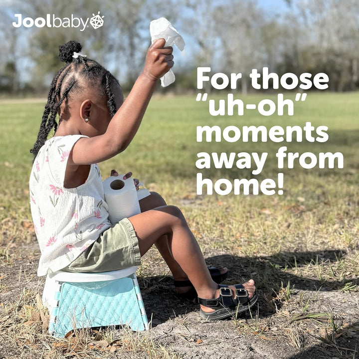 Jool Baby Portable Potty Training Chair with Travel Bag and 30 Liners, Foldable, Indoor/Outdoor Use, Camping (Aqua)