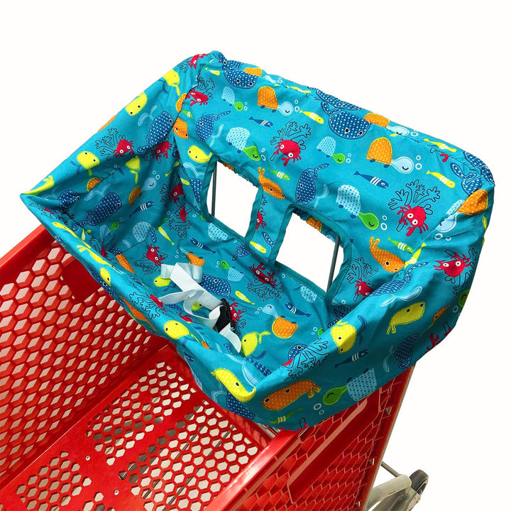 Portable Shopping Cart Cover, High Chair and Grocery Cart Covers for Babies, Kids, Infants & Toddlers, Attached Carry Bag (Gray Chevron)