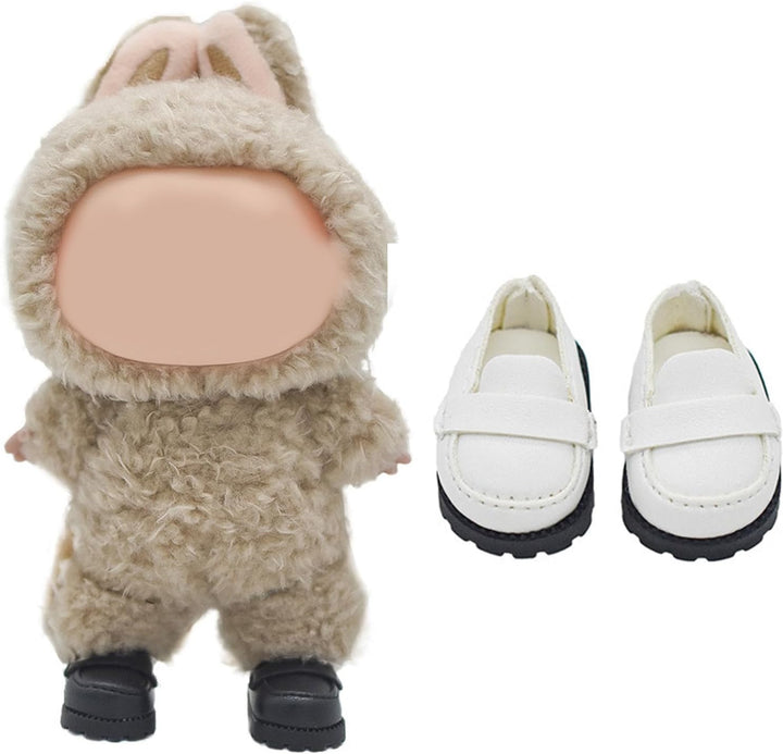 Mini Doll Shoes, 1 Pair Cute Lace up Canvas Sneakers Compatible for 17Cm/15Cm Doll Shoes Toy Outfit Accessories(White)