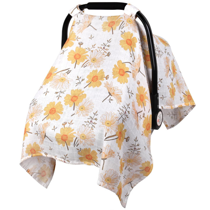 Muslin Carseat Cover for Babies,  Breathable Infant Carseat Cover Lightweight Baby Carrier Cover for Girls Boys, Fit Spring Summer/Hot Days/Warm Weather, Pink Floral