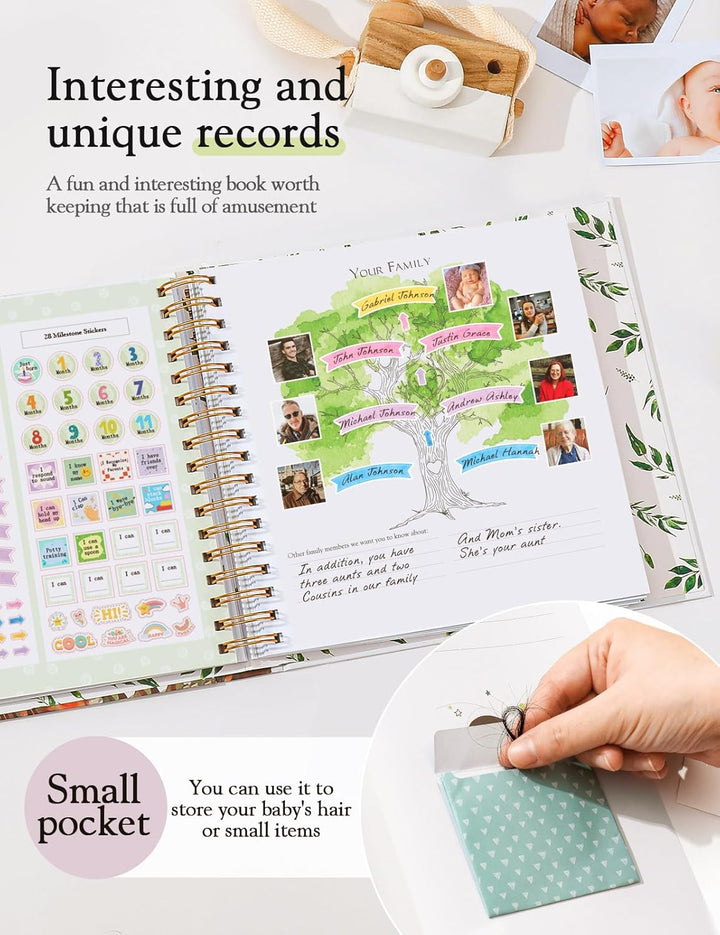 Baby Books for Baby Gift,Baby Book Keepsake Timeless First 5 Year,Baby Memory Book Scrapbook Album from Birth to Age 5, Baby Photo Albums Gender Neutral Baby Items,154 Pages