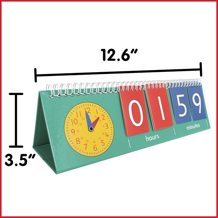 Time Flip Chart - Teaching Clock for Kids - Learn to Tell Time with Analog and Digital Formats