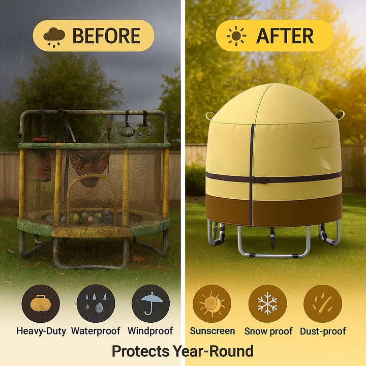 55" Mini Trampoline Cover for Kids, round Trampoline Cover Heavy-Duty 600D Outdoor Trampoline Shade Cover Waterproof