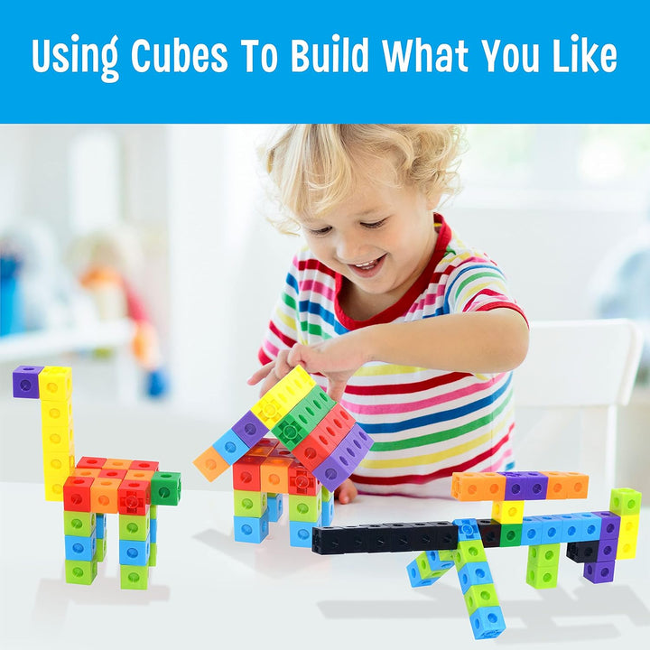 Math Linking Cubes, Math Cubes Manipulatives with Activity Cards Linking Cube Math Counters for Kids Kindergarten Learning Activities