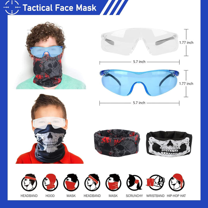 8 Pack Tactical Vest Kits Fit for Nerf Guns N-Strike Elite Series for Kids Birthday Toy Gun Wars, Basement or Backyard Games, Birthday Party Supplies with Kids Vests, Face Masks, Protective Glasses