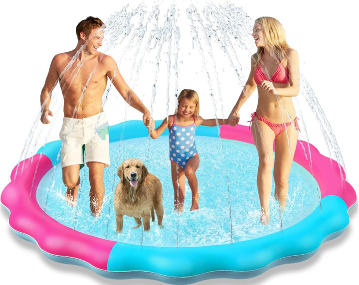 Kids Dog Splash Pad Sprinkler -  Non Slip Dog Sprinkler Pad Splash Pool Puppy Dogs Pool Summer Outdoor Water Toys Backyard Durable Splash Pad for Toddlers Kids Small Medium Large Dogs Pet