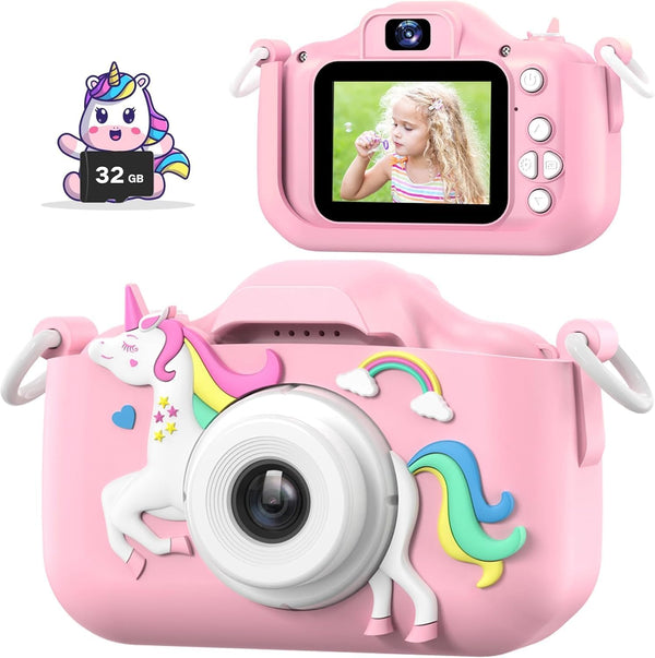 Kids Camera Toys for 3-12 Years Old Boys Girls Children,Portable Child Digital Video Camera with Silicone Cover, Christmas Birthday Gifts for Toddler Age 3 4 5 6 7 8 9 (Camo Pink)