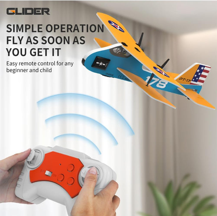 Mini RC Plane for Beginners, Kids and Adults, 2.4Ghz 2CH Remote Control Airplane with Led Lights, Double Wing Design Foam RC Airplanes with 6-Axis Gyro Stabilize, Flying for Indoor and Outdoor