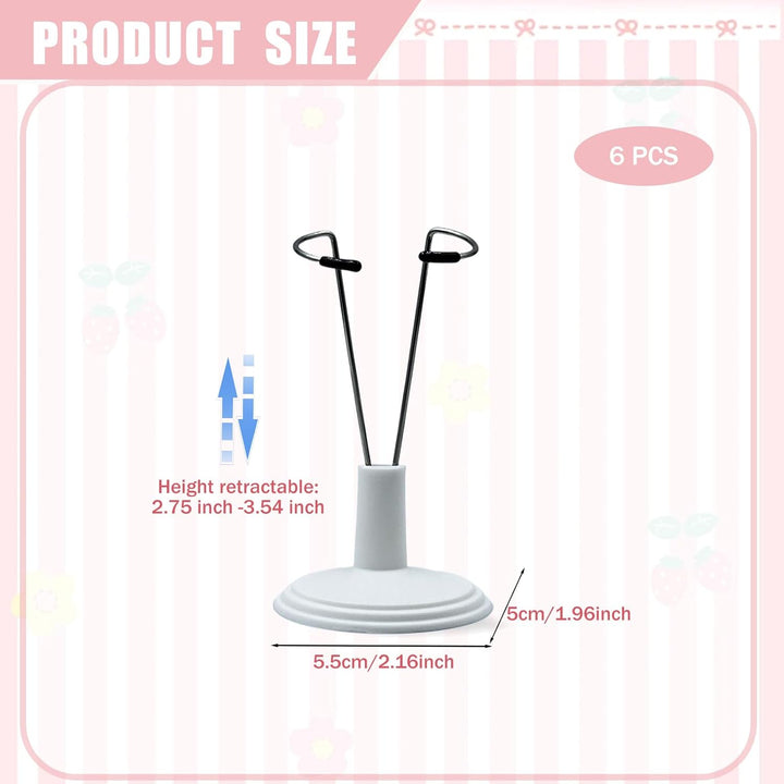 Adjustable Doll Stand for Labu,Display Holder Support for 4-8 Inches Dolls,Keep the Standing Position (White, 6 Pack)(Doll Not Include)