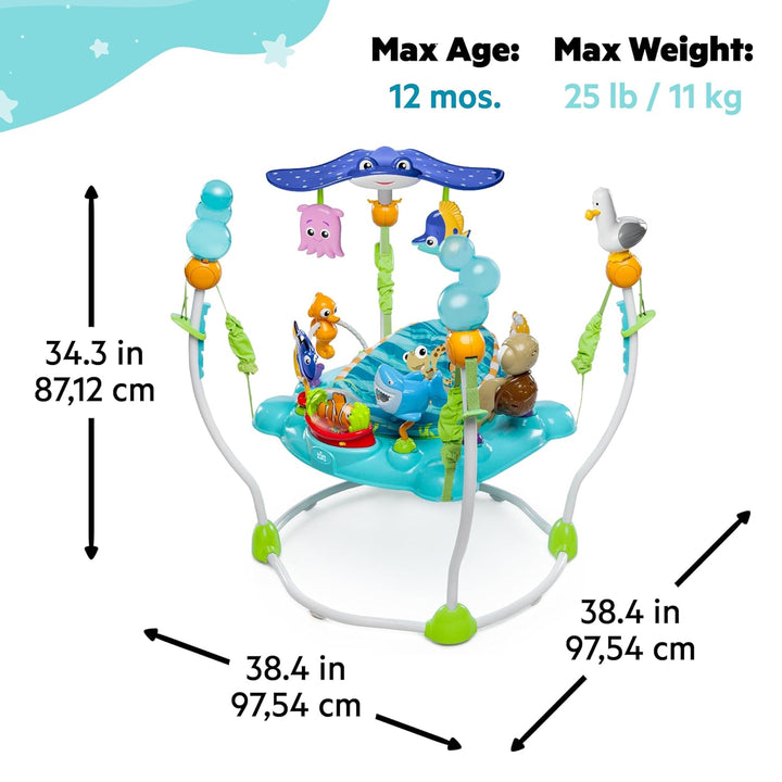 Disney Baby Finding Nemo Sea of Activities Baby Activity Center Jumper with Interactive Toys, Lights, Songs & Sounds, 6-12 Months (Blue)