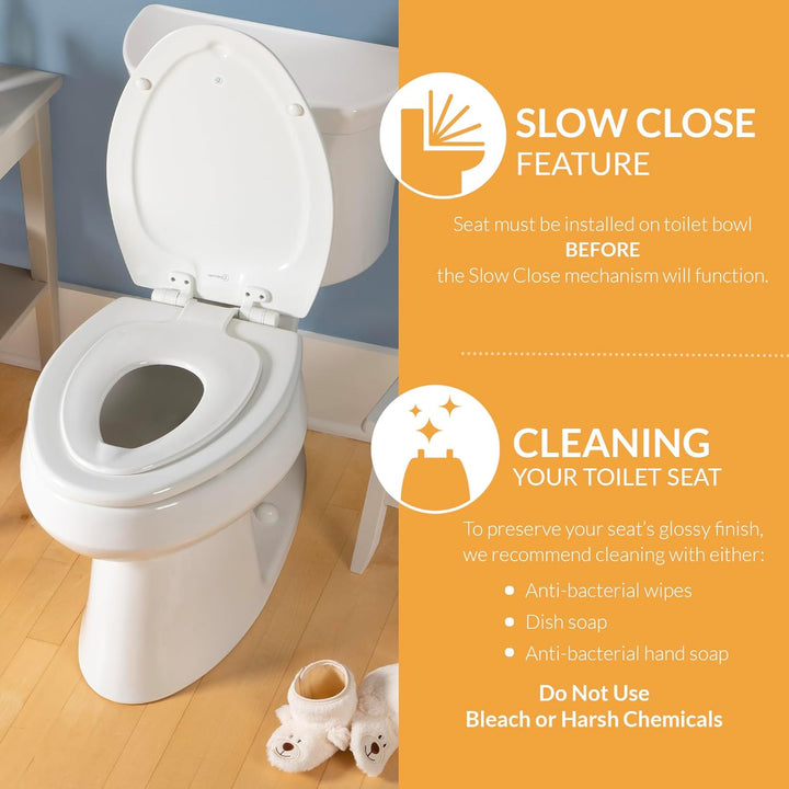 Nextstep2 Toilet Seat with Toddler Potty Training Seat Built-In, Slow Close, Easy Clean, Magnetic Removable Kids Seat, Made in USA, ROUND, White