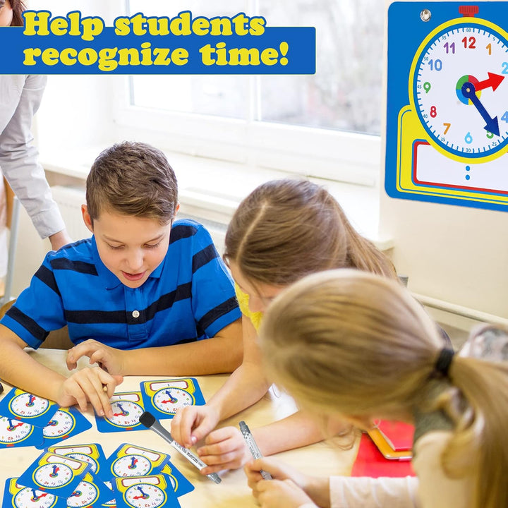 25 Pcs Teaching Clock Kit, Learning Clocks for Kids Learning Time with Erasable Surface for Home School Classroom Supplies(Cute Style)
