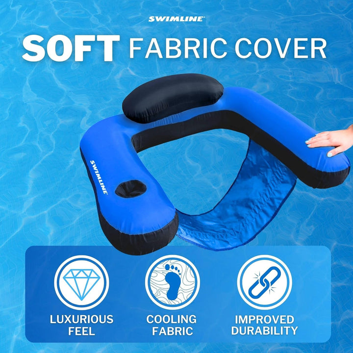 ORIGINAL Fabric Covered U-Seat Inflatable Pool Lounger | with Comfortable Sling Seat, Back Rest, and Built in Cup Holder | for Pool, Beach, Lake, and More