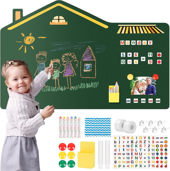 Magnetic Wall Decal for Kids, 35"X47" Self Adhesive Magnetics Chalkboard Wall, Magnetic Wallpaper Stickers Board with Wipe Cloth, Stickers Etc. for Kids Playroom, School, Home Decor.