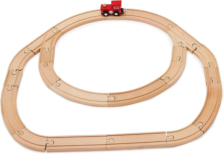 65-Piece Wooden Train Railway Construction Set with Track - Compatible and Train Railroad, Wooden Toys for Kids, Gift for Age 3Y+