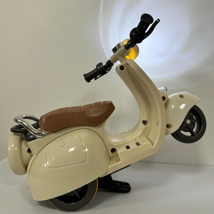 Scooter for Labubu, Scooter Toy with Light and Music, Have a Seat for Labubu Accessories, Mini Electric Doll Scooter Interactive Decor Desktop Ornaments (White)