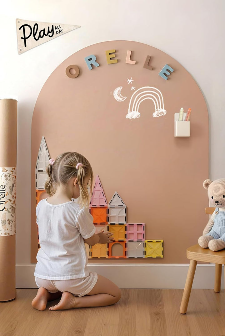 Magicwall | Magnetic Wall Decal Arch | Peel and Stick Magnetic Chalkboard for Wall | Kids Wall Decals | Playroom Essentials | Includes Chalk & Holder | Midi | 20 X 26 | Pink