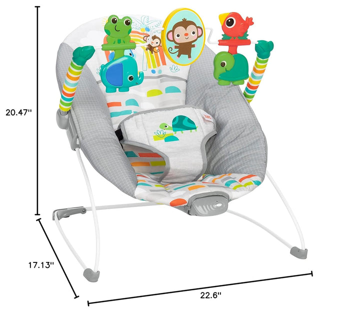 Playful Paradise Comfy Baby Bouncer Seat with Soothing Vibration and Toys, Unisex, 0-6 Months