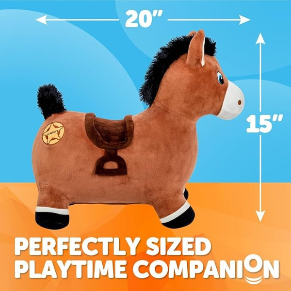 Inflatable Ride-On Bouncy Animal Hopper – Horse, Cow or Unicorn – Kids Space Hopper Bouncer with Hand Pump – Jumping Toy for Indoor/Outdoor Play