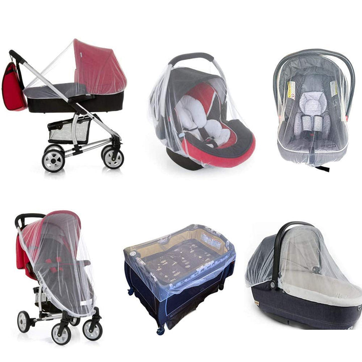 Baby Stroller Mosquito Net (2 Pack) - Durable Mesh Protection for Bassinets, Cradles, Playards, Pack N Plays & Portable Mini Cribs | Breathable Universal Fit Insect Barrier (Black)