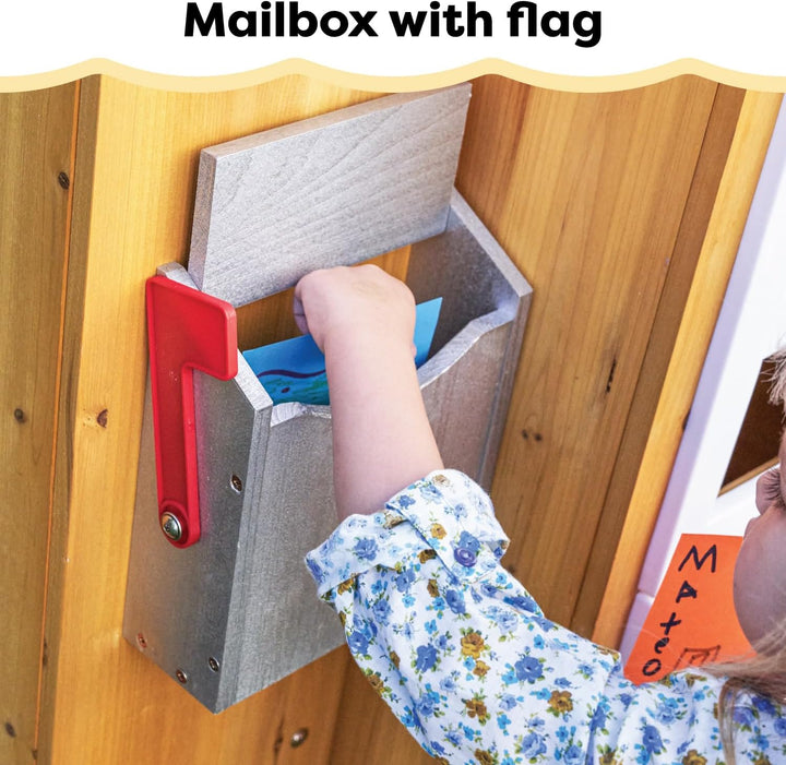 Modern Outdoor Wooden  with Picnic Table, Mailbox and Outdoor Grill ,Gift for Ages 3+