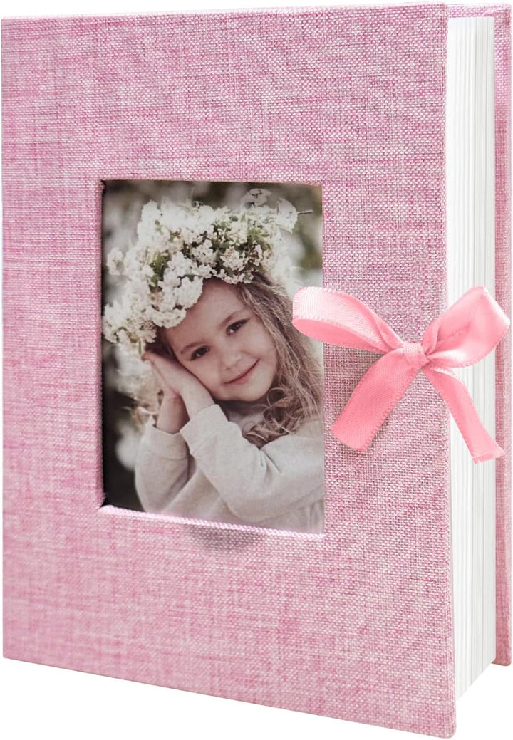 Photo Album 4X6 100 Pockets, Linen Cover Top Loader Vertical, Slip-In Picture Grey Pockets Albums for Wedding, Family, Anniversary, Baby, Vacation