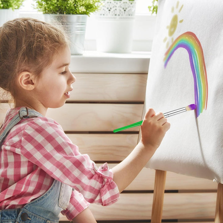 Paintbrushes Kids, 22 Pcs round & Flat Toddler Kids Paint Brushes, Chubby Paint Brushes for Kids Bulk, Preschool Paint Brush for Acrylic Oil Watercolor Washable Paint Kit, Easy Hold & Clean
