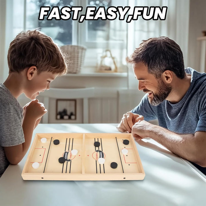 16 in Fast Sling Puck Game,Wooden Hockey Super Foosball Table,Desktop Battle Parent-Child Interaction Winner Slingshot Game,Adults and Kids Family Toys