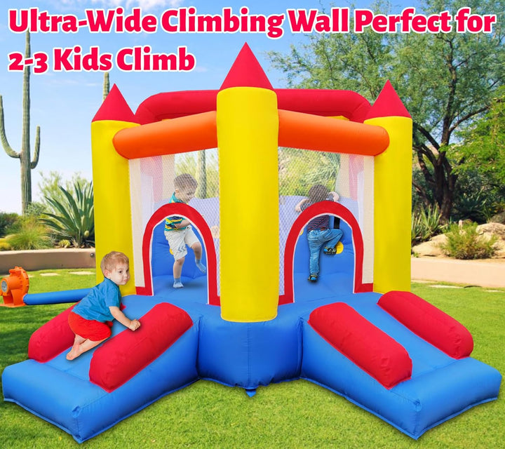 Infiatable Bonuce House with 4 Slides & Large Splash Pool, Water Park with Ultra-Wide Climbing Wall, Jumping, Water Cannons & Surprise Water Sprayers for 3-10 Yr Kids(20.6'Lx9.6'Wx6.4'H)
