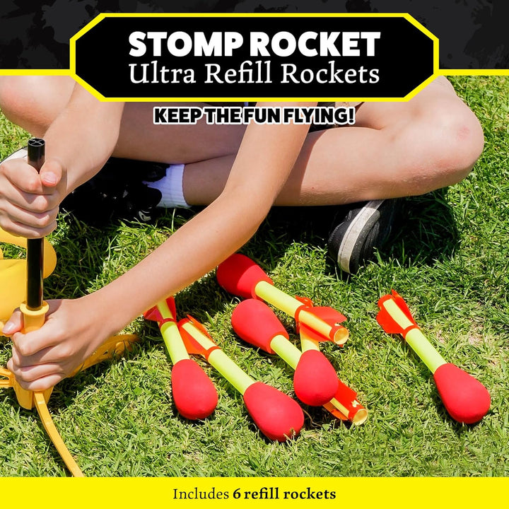 Ultra Rocket Refills, 6 Rockets - Replacement Foam-Tipped Rockets for Kids - Fun Backyard & Outdoor Kids Toys Gifts for Boys & Girls